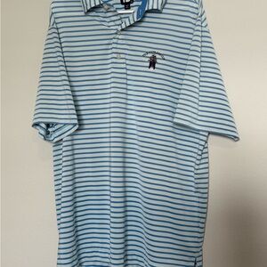 #26 Foot Joy Blue/Grey Striped Men's LARGE Polo Shirt The Cypress Cup Seaside,CA